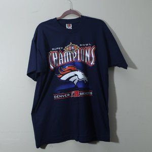 Fruit of the Loom Broncos Superbowl XXXII Champions Single Stitch Tee (XL)